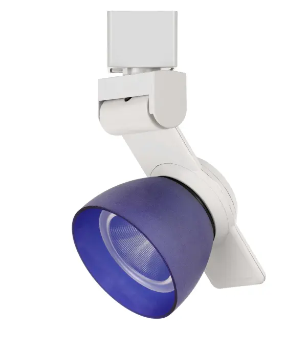 This compact white LED track fixture delivers energy-efficient accent lighting with integrated LED technology. Its small profile and adjustable design make it ideal for highlighting artwork, architectural features, or task areas.