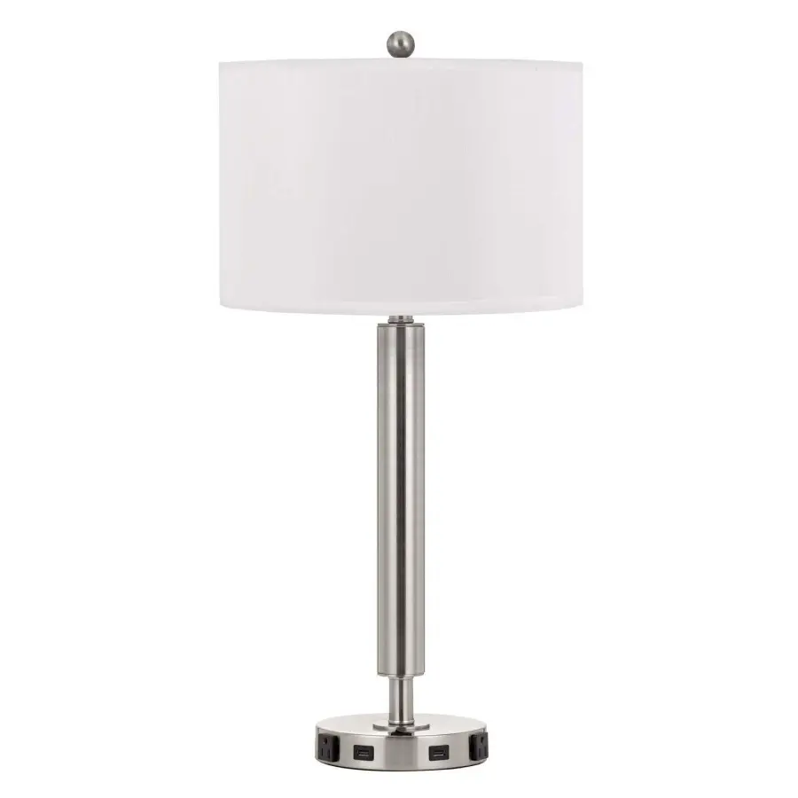 Metal Nightstand Lamp with USB Ports and Power Outlets - Image 1