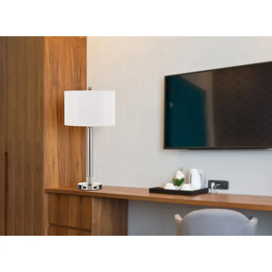Metal Nightstand Lamp with USB Ports and Power Outlets - Image 2