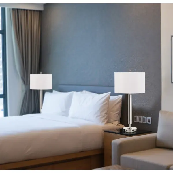 Metal Nightstand Lamp with USB Ports and Power Outlets - Image 3
