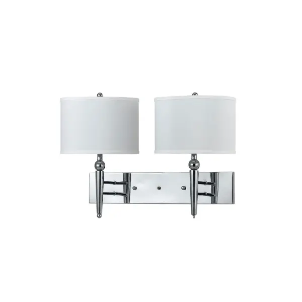 60W 2-Light Metal Wall Lamp with Linen Shades