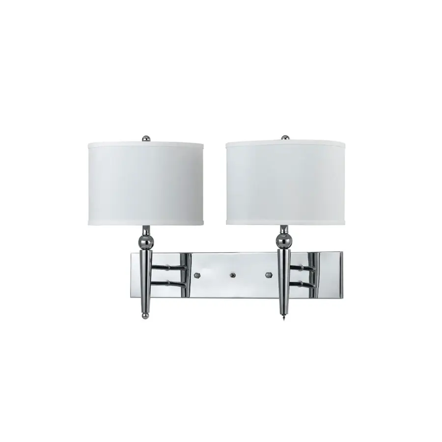60W 2-Light Metal Wall Lamp with Linen Shades
