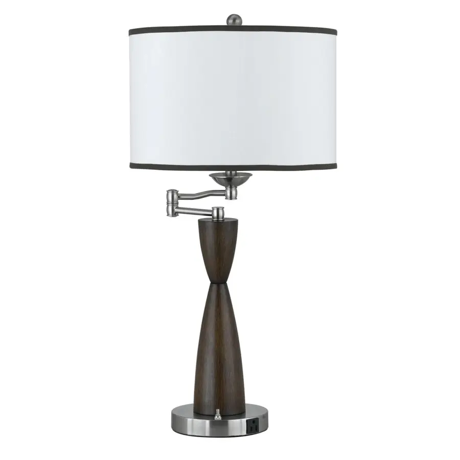 30" Brushed Steel & Espresso Table Lamp with Rocker Switch