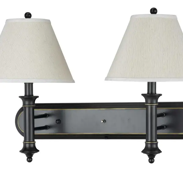 This durable metal wall lamp brings hotel-quality convenience to any room with its integrated rocker switch and plug-in design. The dark bronze finish and spider shade offer versatile style for residential and commercial spaces.