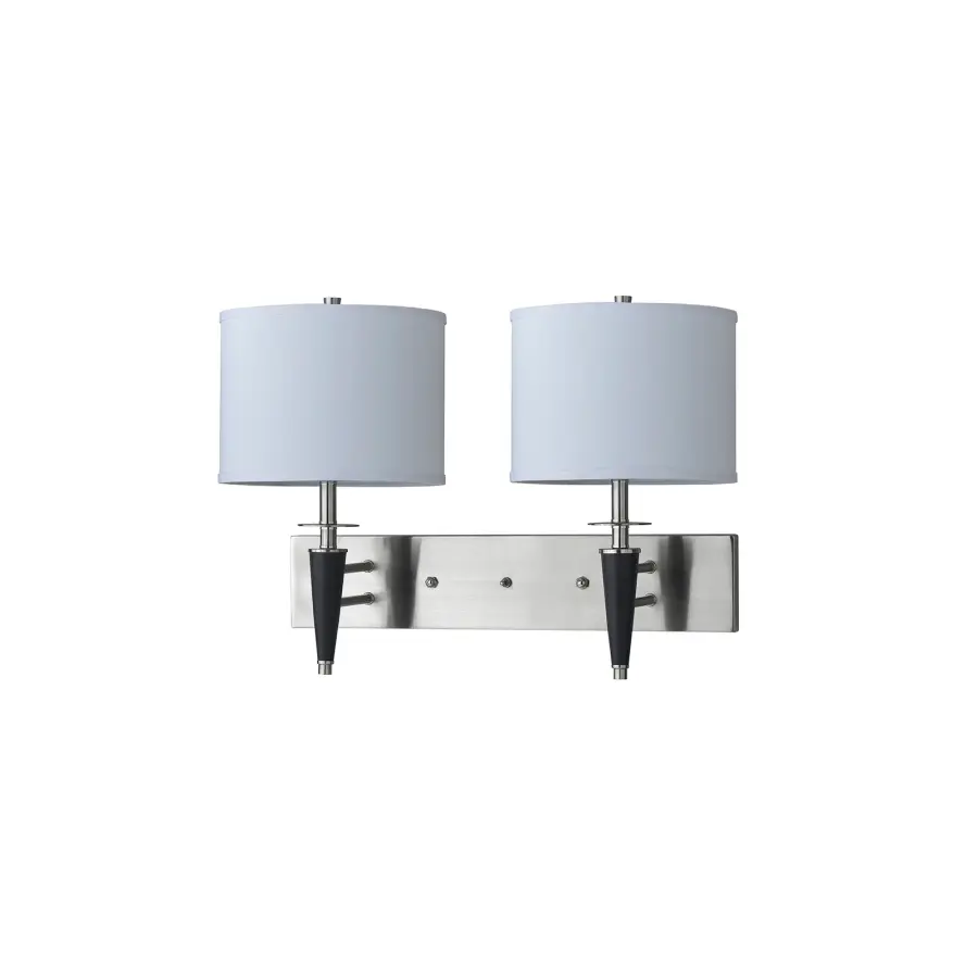 Brushed Steel and Black Swing Arm Wall Lamp with Fabric Shade