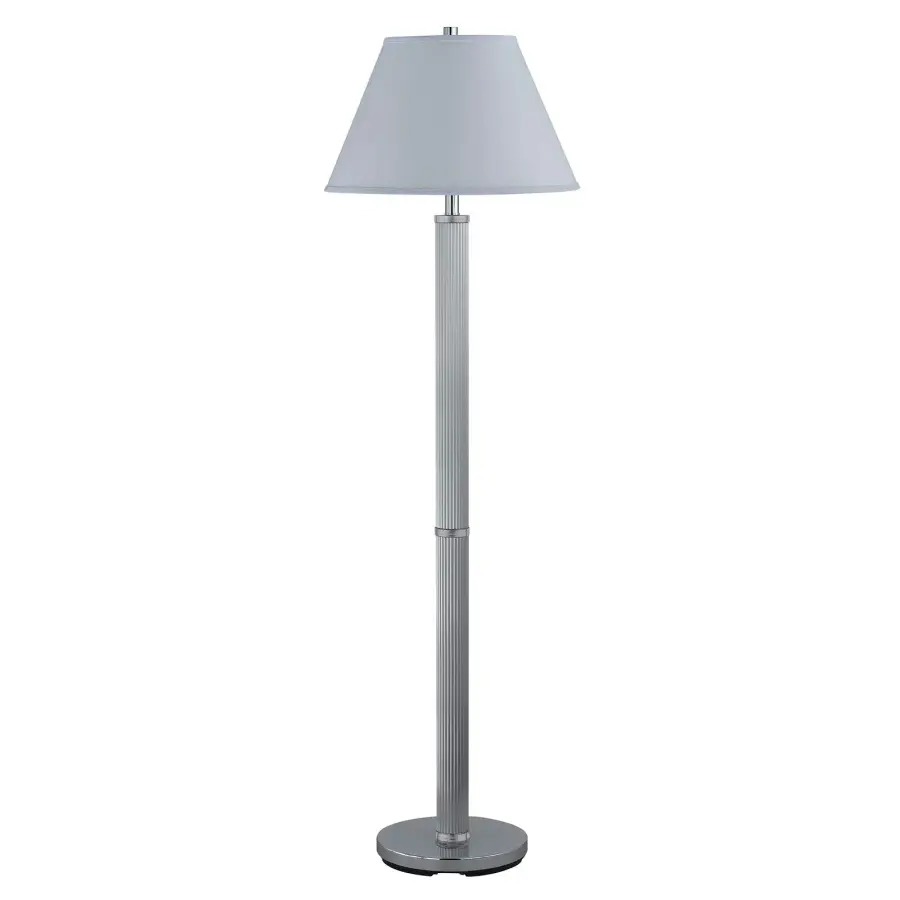 Chrome Metal Floor Lamp with Fabric Shade