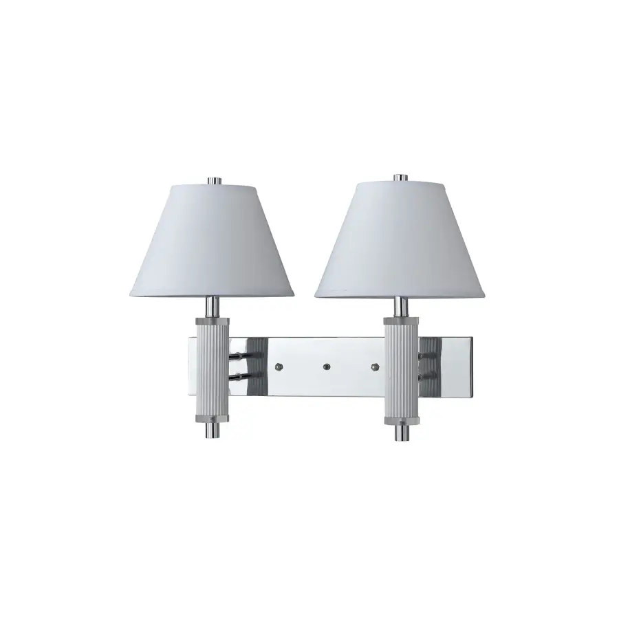 Chrome Swing Arm Wall Lamp with Fabric Shade