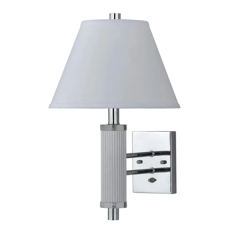 60W Chrome Wall Lamp with Fabric Shade