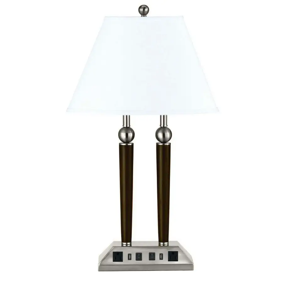 Dual USB Metal Desk Lamp with Power Outlets - Image 1