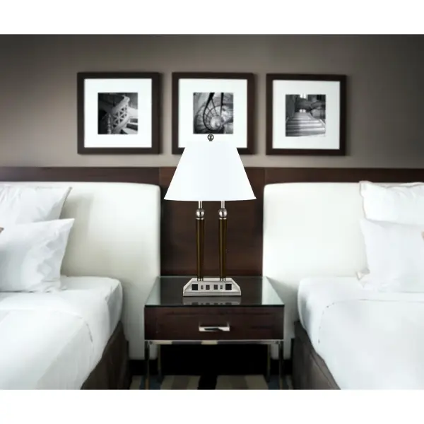 Dual USB Metal Desk Lamp with Power Outlets - Image 2