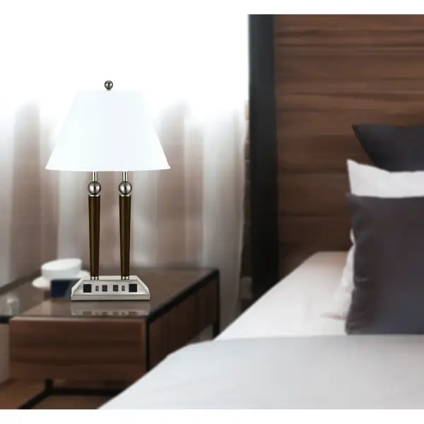 Dual USB Metal Desk Lamp with Power Outlets - Image 3