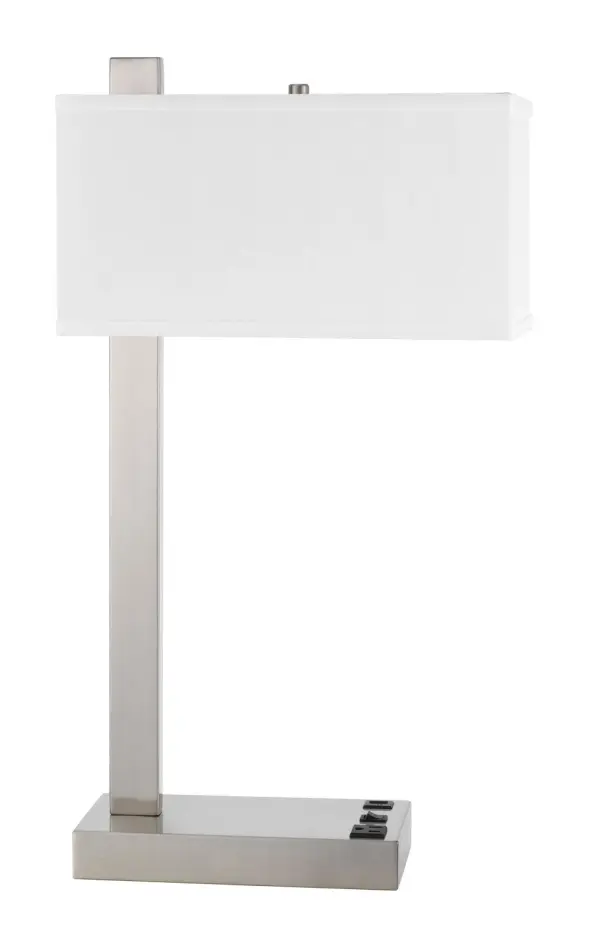 The Drancy desk lamp combines contemporary styling with functional task lighting. Its brushed steel finish offers a professional aesthetic that works equally well in home offices and commercial settings.