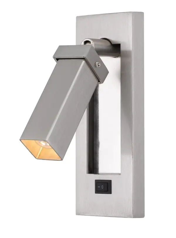 This sleek brushed steel LED wall lamp offers modern styling with integrated 3W LED technology. Its compact 6-inch profile makes it ideal for hallways, bathrooms, and accent lighting applications.