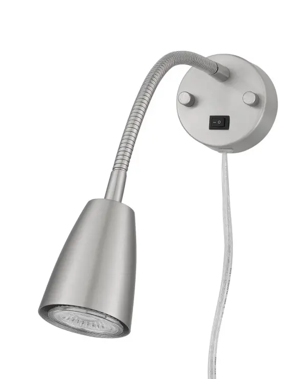 This compact brushed steel wall lamp combines industrial charm with modern LED efficiency. The adjustable gooseneck design offers flexible task lighting, making it ideal for reading nooks, bathroom vanities, or workspace illumination.