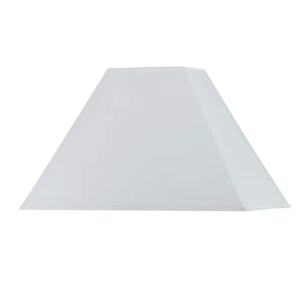 A clean, rectangular hardback shade in crisp white fabric with spider-style mounting. The 17x11x10.5-inch dimensions and rolled trim detail provide a tailored look that complements both traditional and contemporary lamp bases. - alternate view