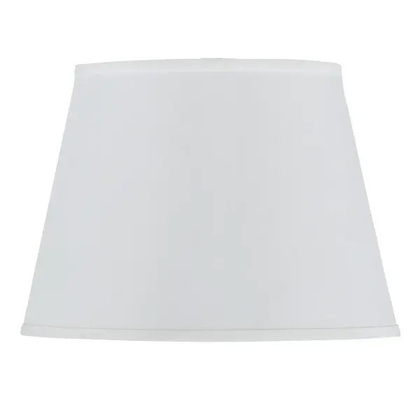 This 13-inch round hardback shade features elegant white faux silk fabric with rolled trim detailing. The spider-style fitting ensures easy installation on most table lamps, while the durable construction provides long-lasting beauty. - alternate view