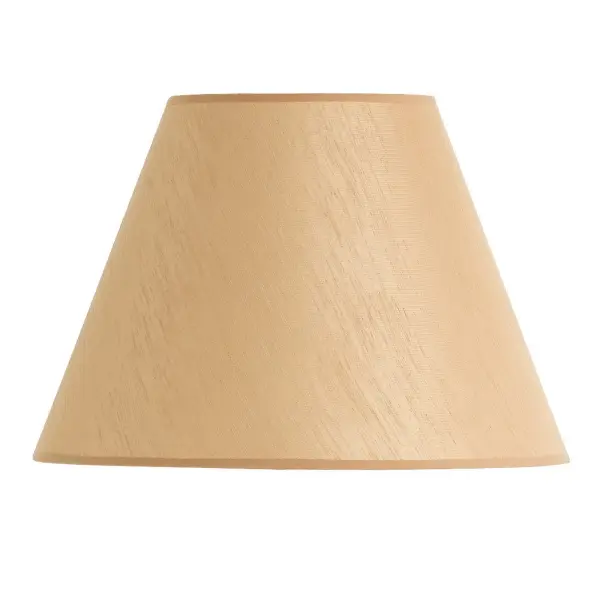 This 16-inch round hardback fabric shade offers timeless appeal with its neutral tan color and durable construction. The spider-style fitting ensures easy installation on most table and floor lamps. - alternate view