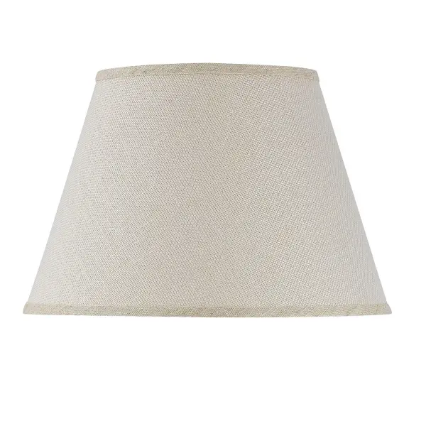 This 14.5" hardback drum shade features durable burlap construction with a spider fitting for easy installation. The natural texture brings farmhouse charm while the neutral tone complements various decor styles.