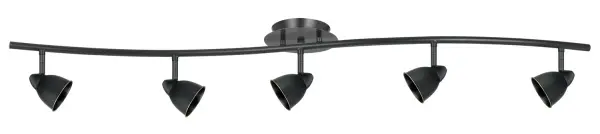 The Serpentine five-light pendant delivers contemporary style with its elongated 48-inch profile and dark bronze finish. Perfect for illuminating dining tables and kitchen islands with balanced, distributed light.