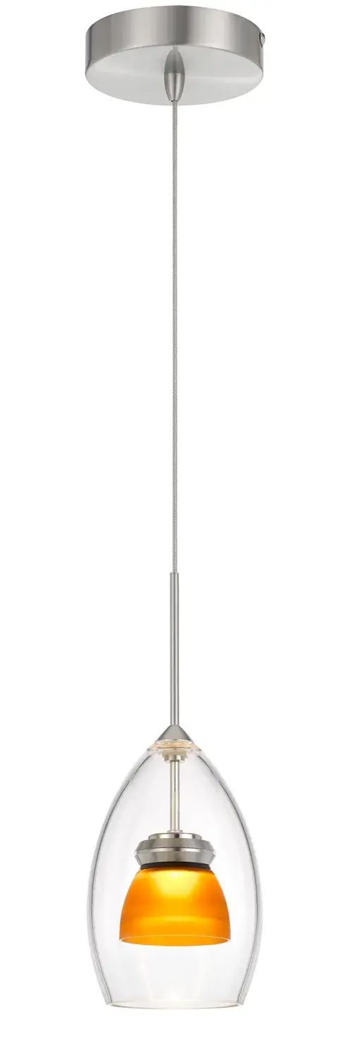 This frosted yellow LED mini pendant brings a pop of color and energy-efficient lighting to smaller areas. The integrated 6W LED provides ample illumination while the compact 13-inch height makes it ideal for tight spaces.