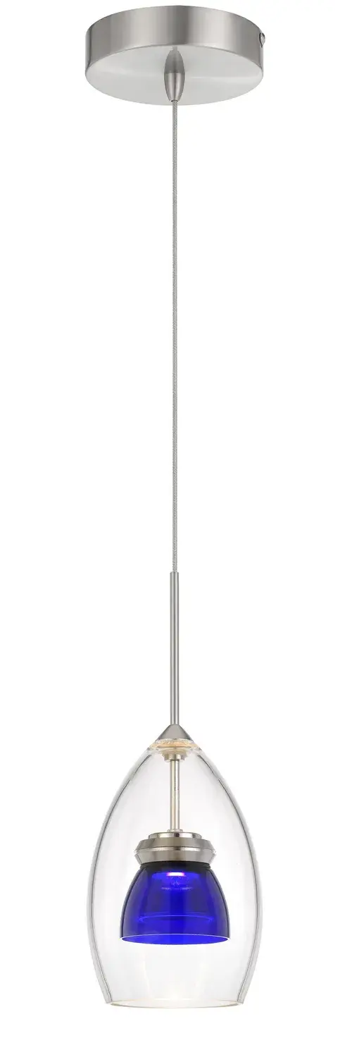 This compact pendant features striking clear blue glass that adds a pop of color to any space. The integrated 6W LED provides energy-efficient illumination while the dimmable design offers lighting flexibility.