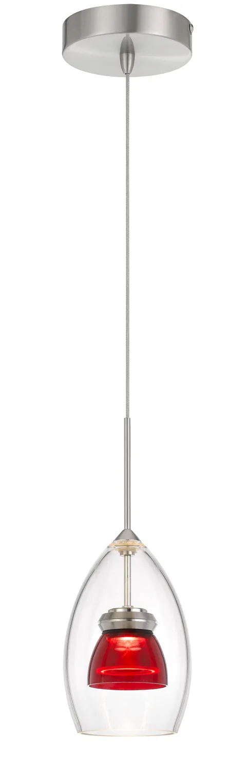 LED Mini Pendant in Red Clear Glass