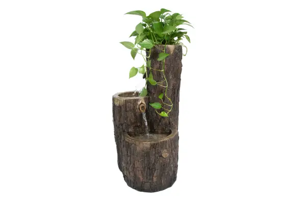 The ELEMENTI Pine Fountain Trio brings tranquil water sounds and contemporary design to outdoor spaces. Crafted from durable GRC concrete, this 31-inch tall fountain features a three-tier cascading design.