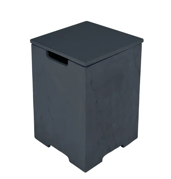 This square tank cover provides a clean, modern solution for concealing propane tanks beneath fire tables. Constructed from glass fiber reinforced concrete (GFRC), it offers weather resistance and durability. - alternate view