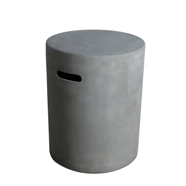 Glass-fiber reinforced concrete construction provides weather-resistant protection for propane tanks. Modern two-tone finish complements contemporary outdoor living spaces. Compatible with multiple Elementi fire table models.