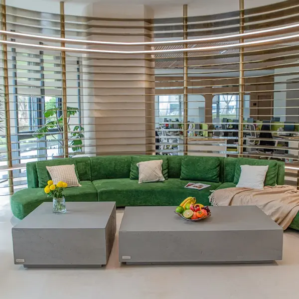 The Colorado Sandstone coffee table brings architectural presence to indoor and outdoor spaces with its GFRC construction and generous 60-inch rectangular surface. Perfect for large living areas or covered patios. - alternate view