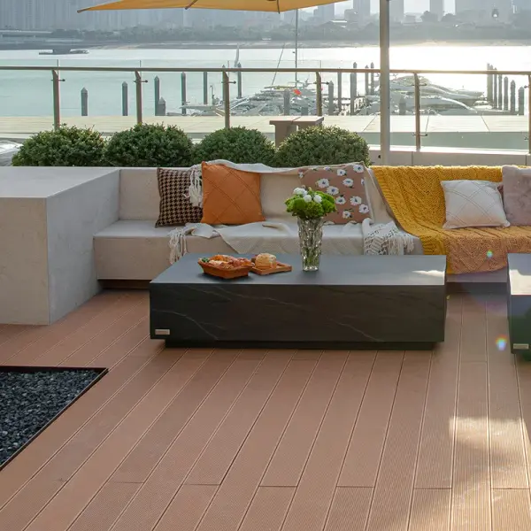 The Colorado Coffee Table combines contemporary design with durable GFRC construction. Its generous 60" x 30" surface and sandstone finish create a striking focal point for indoor or outdoor living spaces. - alternate view