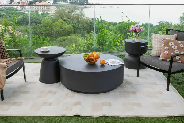 The ROME Column Series Large Coffee Table brings architectural sophistication to contemporary spaces. Crafted from GFRC (Glass Fiber Reinforced Concrete), this 40-inch square table offers substantial presence with clean lines and modern minimalism. - alternate view