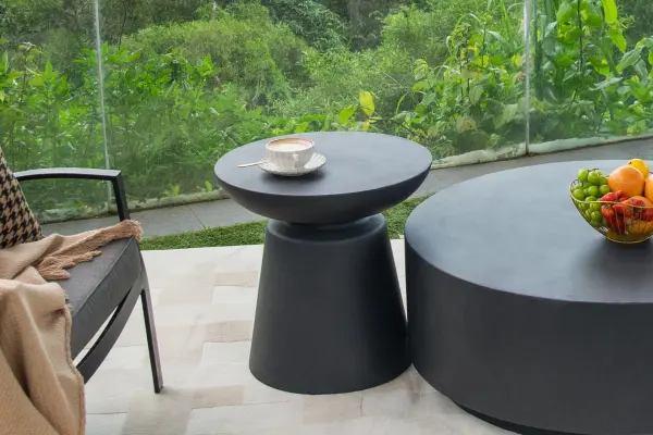 The KYLIX Side Table brings industrial-chic style with its GFRC concrete construction. At 20" cube dimensions, it offers substantial presence while remaining versatile for indoor and outdoor use. - alternate view