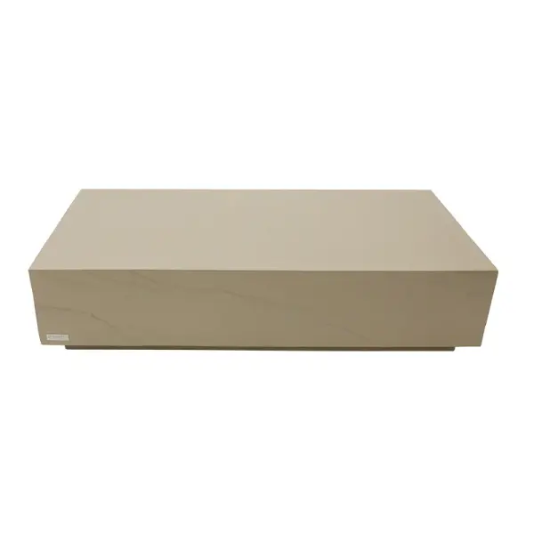 The Colorado Sandstone coffee table combines modern design with durable GFRC construction. Its generous 60x30 inch surface and weather-resistant materials make it equally suited for indoor living spaces or covered outdoor areas.