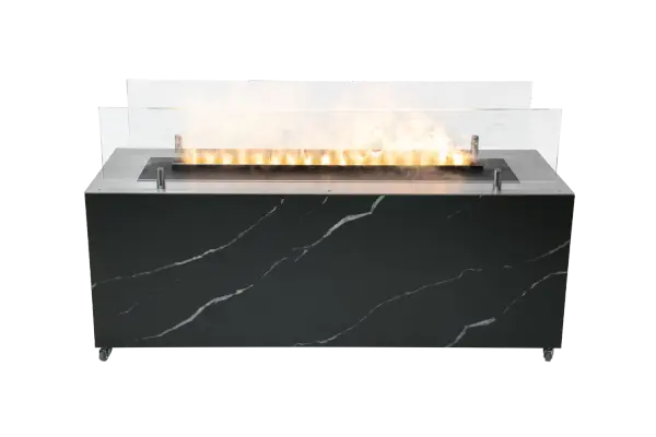 The Toronto combines sophisticated marble porcelain construction with intelligent ethanol technology. Features one-touch electronic ignition, adjustable 24,000 BTU heat output, and 7-hour burn time. Dual indoor/outdoor capability.
