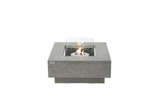 The Manhattan Ethanol Fire Table combines contemporary design with functional warmth. Featuring handcrafted glass-fiber reinforced concrete construction and a 304 stainless steel burner, it delivers up to 28,000 BTUs of adjustable heat for 2-5.5 hours of burn time.
