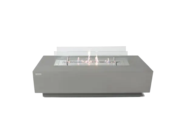 The Granville Ethanol Fire Table combines artisanal concrete craftsmanship with modern functionality. Featuring a 38" stainless steel burner delivering 21,000 BTUs of adjustable heat, this versatile piece serves as both coffee table and ambient heat source for indoor and outdoor spaces.