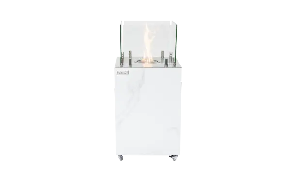 The Quebec combines sophisticated marble porcelain construction with intelligent one-touch fuel refilling and electronic ignition. Delivers 27,000 BTUs of adjustable heat with 5.5-hour burn time, perfect for both indoor and outdoor entertaining.