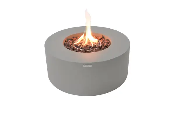 The Modeno Tramore combines modern design with powerful heating in a compact square fire table. Glass-fiber reinforced concrete construction ensures durability, while the 12-inch stainless steel burner delivers impressive warmth.