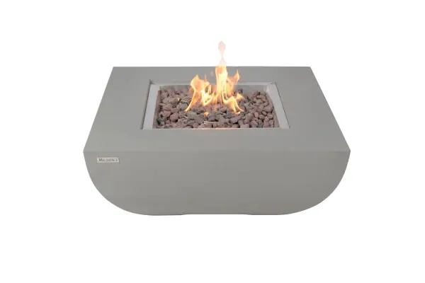 The Modeno Westport Fire Table combines contemporary design with powerful 50,000 BTU heating capacity. Built from glass-fiber reinforced concrete with stainless steel burner components, it's CSA and CE certified for safety.