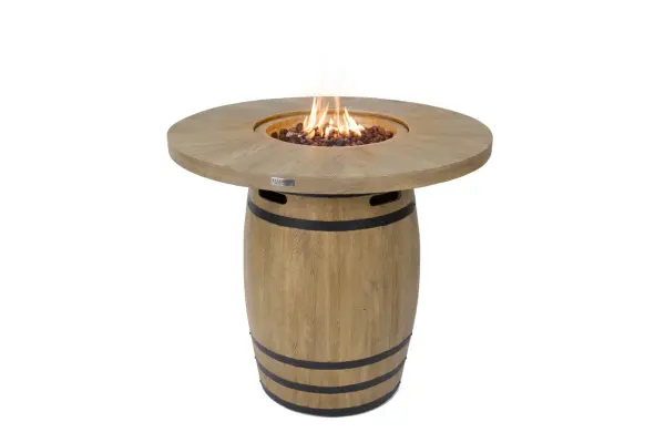 The Lafite Barrel Fire Table transforms outdoor spaces with its handcrafted concrete construction and powerful 45,000 BTU burner. At 48" square, it serves as both a functional dining surface and dramatic fire feature.