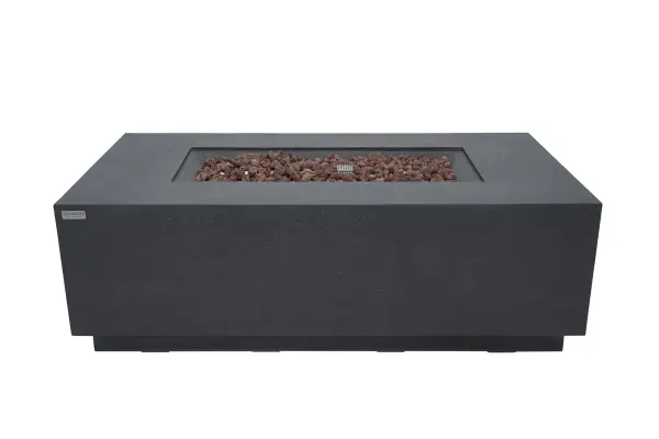 The Elementi Andes Fire Table combines artisanal concrete craftsmanship with powerful 60,000 BTU heat output. Its travertine texture and generous 66-inch length create an impressive focal point for outdoor entertaining.