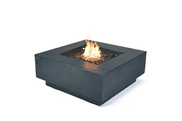 The Bergen Fire Table combines handcrafted glass-fiber reinforced concrete construction with a powerful 60,000 BTU burner system. This 40-inch square fire table features premium stainless steel components and includes bronze fire glass, aluminum lid, and canvas cover.