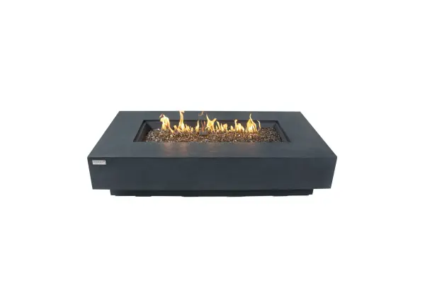 The Positano Fire Table combines contemporary design with robust functionality, featuring handcrafted glass-fiber reinforced concrete and a powerful 60,000 BTU stainless steel burner for exceptional outdoor ambiance.