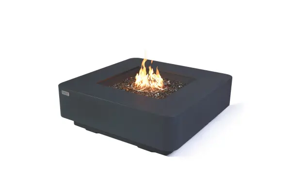 The Elementi Plus Bergamo Fire Table combines handcrafted glass-fiber reinforced concrete with a powerful 60,000 BTU burner system. CSA and CE certified with stainless steel construction and complete accessories.