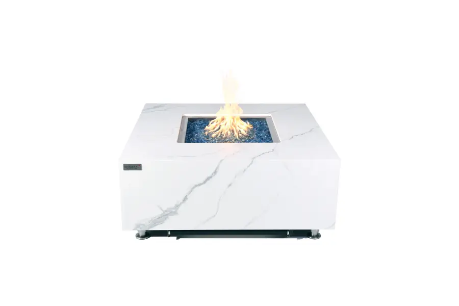 Elementi Plus Bianco Marble Porcelain Fire Table - Image 1