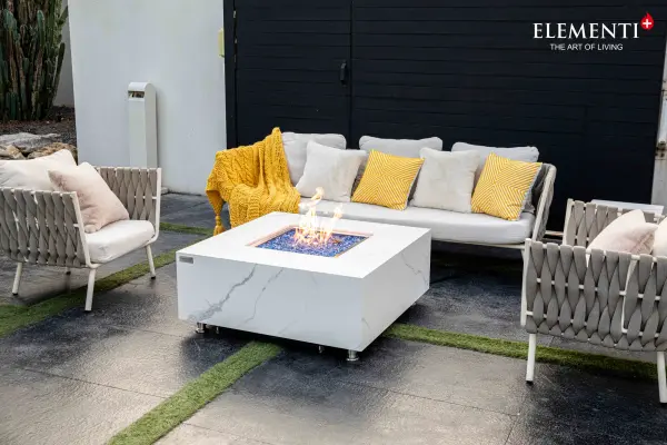Elementi Plus Bianco Marble Porcelain Fire Table - Image 3