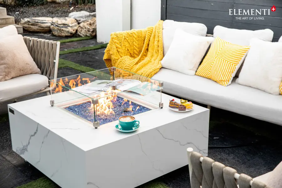 Elementi Plus Bianco Marble Porcelain Fire Table - Image 4