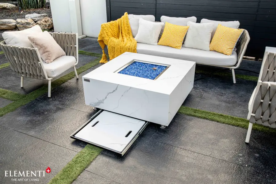 Elementi Plus Bianco Marble Porcelain Fire Table - Image 5