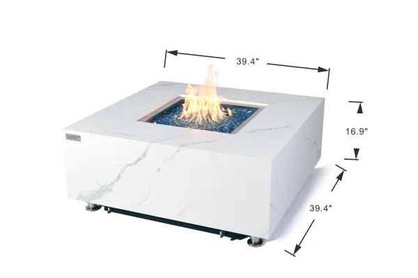 Elementi Plus Bianco Marble Porcelain Fire Table - Image 8